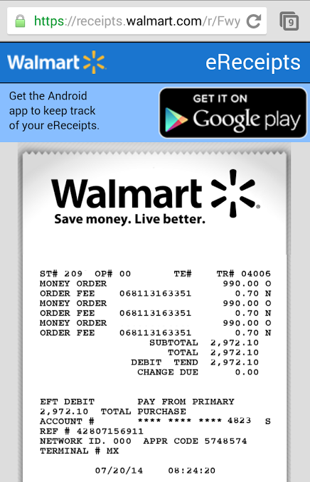 walmart codes receipt