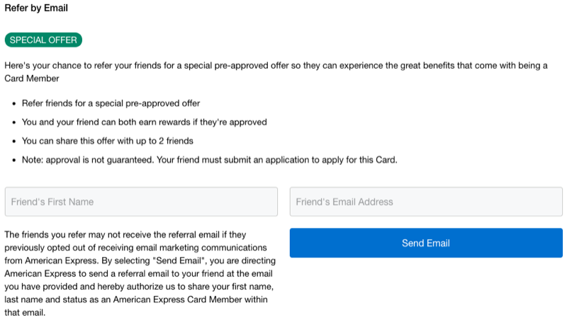 amex referral no lifetime language