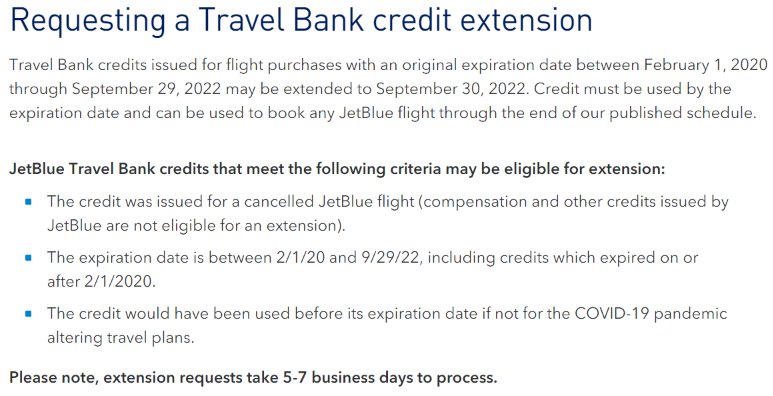 do travel bank credits expire